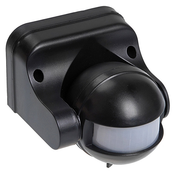 картинка Датчик движения ИЭК ДД 009, максимальная нагрузка 1100 Вт, угол 180 градусов, дальность 12 м, IP44, чёрный от магазина Экономстрой