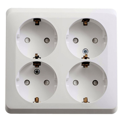 Розетка 4-х местная, с заземлением, со шторками, открытой установки, 16А 250В, Этюд Schneider Electric (PA16-208B) купить в отделе магазина Экономстрой