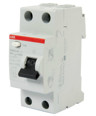 Устройство защитного отключения (УЗО) ABB FH202, 2P, 63А, 30мA, тип AC, 2CSF202004R1630
