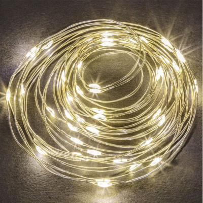 Гирлянда светодиодная Navigator, свет теплый белый, 80 714 NGF-SM01-50WW-10-5,2m-3AA-SL-IP20