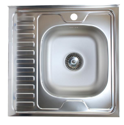 Мойка накладная из нержавеющей стали 60х60/13 см 0,4 мм выпуск 1 1/2" правая Vladix 023-3333 купить в отделе магазина Экономстрой