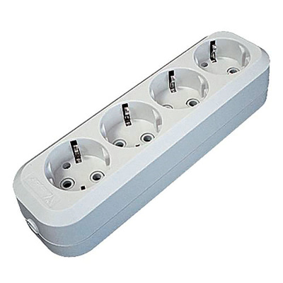 Колодка удлинителя 4 гнезда, с заземлением E304, АБС-пластик UNIVersal  купить в отделе магазина Экономстрой