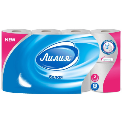 Бумага туалетная Лилия, Комфорт, 2 слоя, 8 рулона купить в отделе магазина Экономстрой