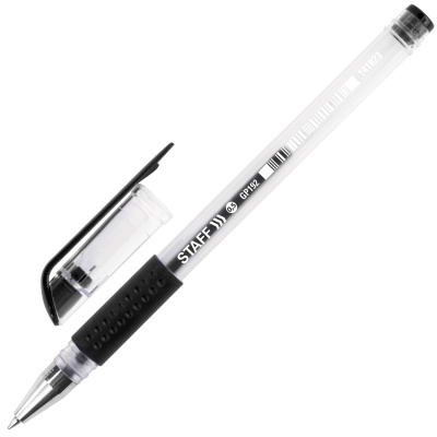 Ручка гелевая с грипом, черная, узел 0,5 мм, линия 0,35 мм, Staff Everyday GP-192 141823 купить в отделе магазина Экономстрой