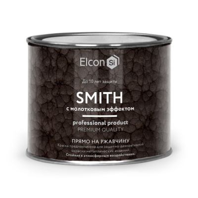 Краска кузнечная по ржавчине Elcon Smith с молотковым эффектом, черная, 0,4 кг