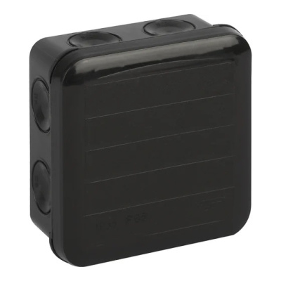 Коробка распаячная для открытой проводки Тусо RUVinil (IP65) 67240Ч с мембранами, 8 вводов, черная, 85x85x45 мм