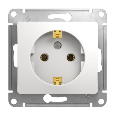 Розетка Schneider Electric, Glossa, с заземлением, белая, 2Р+E