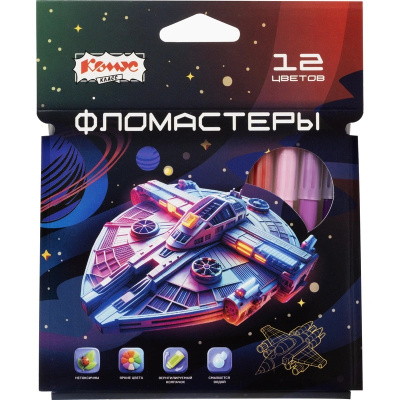 Фломастеры Комус Класс Star way, 12 цветов, вентилируемый колпачок, смываемые купить в отделе магазина Экономстрой
