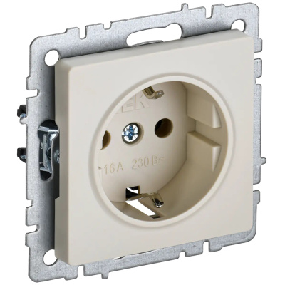 Розетка с заземлением BRITE IEK, бежевая, BR-R11-16-K10 купить в отделе магазина Экономстрой