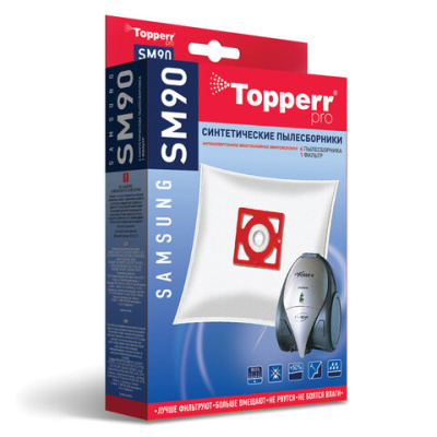 Мешок для пылесоса (пылесборник) синтетический TOPPERR SM 90, SAMSUNG, КОМПЛЕКТ 4 шт, 1407 купить в отделе магазина Экономстрой