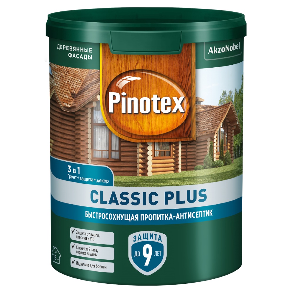 Пропитка декоративная для защиты древесины Pinotex Classic Plus, 3 в 1, скандинавский серый, 0,9 л купить в отделе Декоративные пропитки магазина Экономстрой