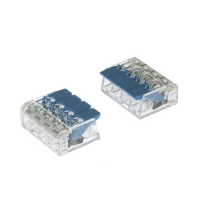 Клемма зажимная соединительная безвинтовая на 4 провода PCT-414 blue RUICHI, 5 шт в упаковке купить в отделе магазина Экономстрой