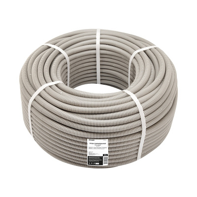 Труба ПВХ гофрированная Rexant, с зондом, легкая, серый, d 16 мм, бухта 100 м купить в отделе магазина Экономстрой