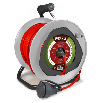 Удлинитель силовой на катушке Ресанта, СУ-2х1-30/2ВР, 1 розетка, 30 м купить в отделе магазина Экономстрой