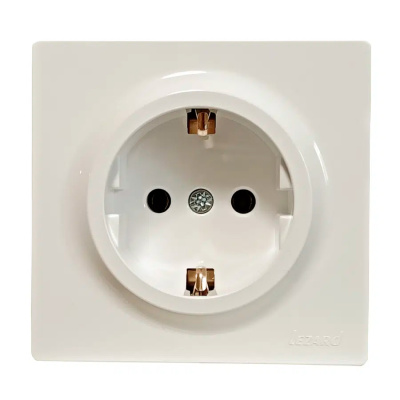 Розетка 1- местная с заземлением Lezard Leto, белый купить в отделе магазина Экономстрой