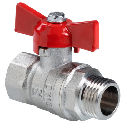 Кран шаровой, рукоятка бабочка, внутренняя-наружная резьба, Valtec Standart VT.123.N.04, PN40, 1/2" купить в отделе магазина Экономстрой