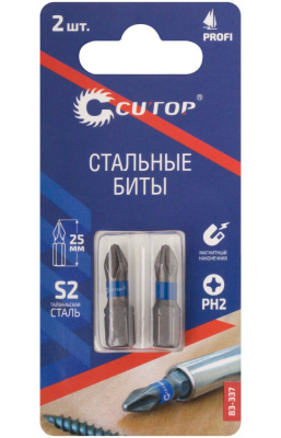 Набор стальных бит, Ph2-25 мм, Cutop Profi, S2, 83-337 (2 шт/карта) купить в отделе магазина Экономстрой