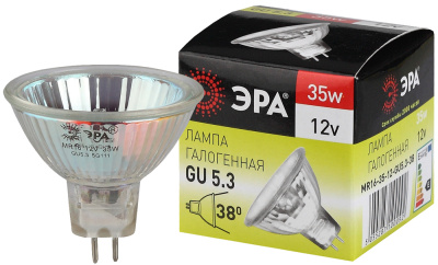 Лампа галогенная Эра GU5.3-MR16-35W-12V-CL 525lm 3000К, C0027355