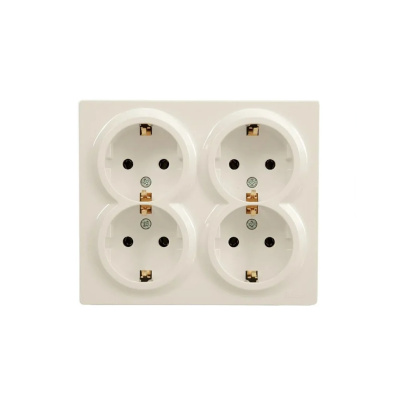 Розетка 4- местная с заземлением Lezard Leto, белый купить в отделе магазина Экономстрой