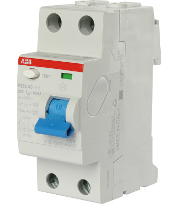 Устройство защитного отключения (УЗО) ABB F202, 2P, 25А, 30мA, тип AC, 2CSF202001R1250