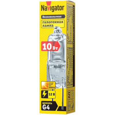Лампа галогенная Navigator G4-JC-10W-12V-Cl 100lm 3000К, 94209