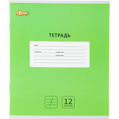 Тетрадь школьная №1 School, косая линия, интенсив зеленый, А5, 12 л