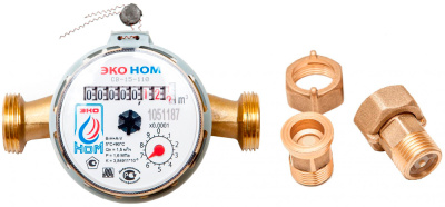 Счетчик воды универсальный ЭКО НОМ-15-110 с обратным клапаном (с КМЧ), 1/2", L-110 мм купить в отделе магазина Экономстрой