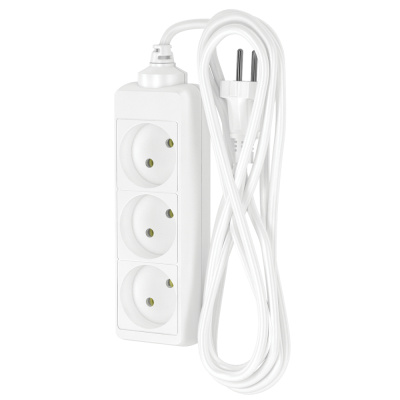 Удлинитель сетевой Фотон, 10А, белый, 3 розетки, 3 м купить в отделе магазина Экономстрой