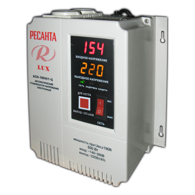 Стабилизатор напряжения однофазный Ресанта АСН-500Н/1-Ц LUX, 0,5 кВт купить в отделе Стабилизаторы напряжения магазина Экономстрой