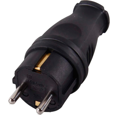 Вилка прямая Вихрь с заземлением, каучук, IP44, 16А, 250В, 73/12/1/5 купить в отделе магазина Экономстрой