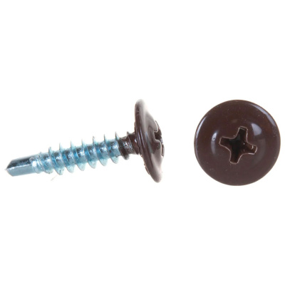 Саморез по металлу с прессшайбой со сверлом RAL 8017, темно-коричневый, 4,2x19 мм (30 шт) купить в отделе магазина Экономстрой