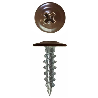Саморез по металлу сверло с прессшайбой RAL 8017, темно-коричневый, 4,2x19 мм (200 шт) купить в отделе магазина Экономстрой