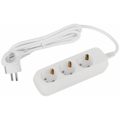 Удлинитель бытовой с заземлением Эра, Greenline, 3 гнезда, ПВС 3x1, 16A/3500Вт, 1,5 м купить в отделе магазина Экономстрой