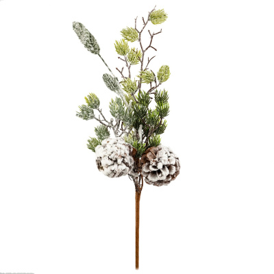 Ветка сосновая с шишками заснеженная, 36 см, зеленый/белый купить в отделе магазина Экономстрой