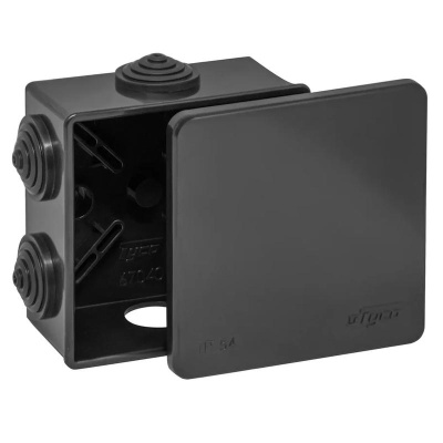 Коробка распаячная для открытой проводки Тусо RUVinil (IP54) 67040Ч, черная, 85х85х40 мм купить в отделе магазина Экономстрой