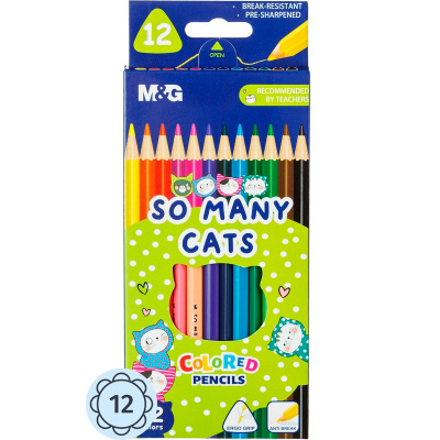 Карандаши цветные M&G So Many Cats, 12 карандашей, 12 цветов, трёхгранные купить в отделе магазина Экономстрой