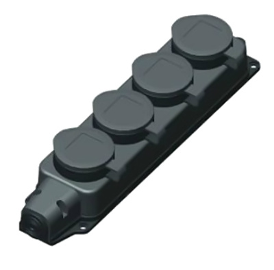 Розетка четырехместная с защитными крышками (91651), IP44, ЭРА купить в отделе магазина Экономстрой