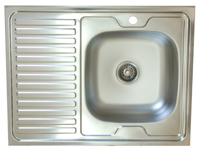 Мойка накладная из нержавеющей стали 60х80/13 см 0,4 мм правая выпуск 1 1/2" Vladix 023-3335 купить в отделе магазина Экономстрой
