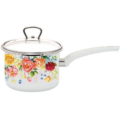 Ковш эмалированный Appetite Peonies 1RD144S с крышкой, 1,5 л