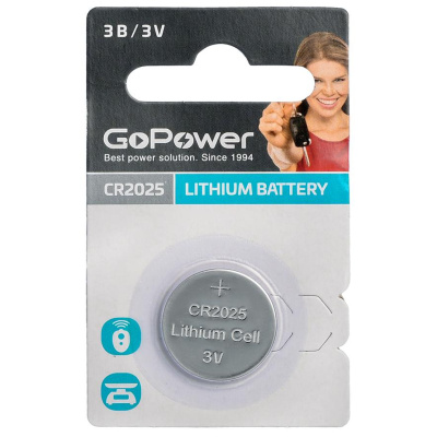 Батарейка литиевая GoPower Lithium CR2025 BL1, 3V (1 шт)