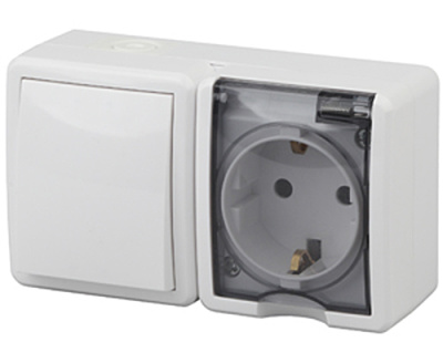 Блок розетка с заземлением, с крышкой+выкл. IP54, 16А 250В, белый, открытой установки, 11-7401-01 ЭРА ЭКСПЕРТ (Б0020733) купить в отделе магазина Экономстрой