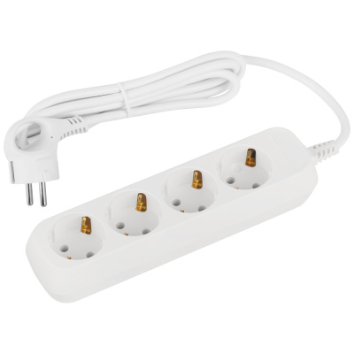 Удлинитель бытовой с заземлением Эра, Greenline, 4 гнезда, ПВС 3x1, 16A/3500Вт, 1,5 м купить в отделе магазина Экономстрой