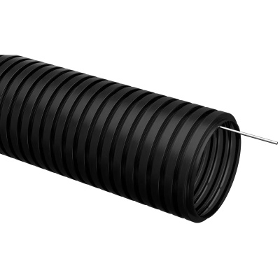 Труба ПНД гофрированная IEK (ИЭК), с зондом, черная, d25, бухта 10 м