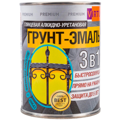 Грунт-эмаль по ржавчине 3 в 1 Virtuoso Premium (глянцевая; графит), 0,9 кг