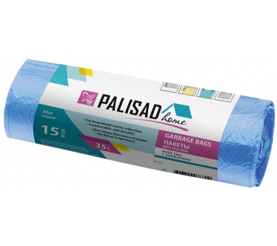 Мешки для мусора с завязками 35 л / 15 шт синие Home Palisad