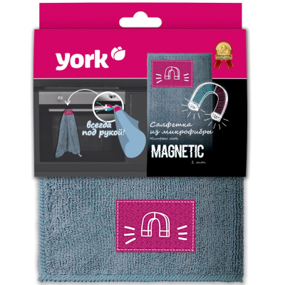 Салфетка из микрофибры York, МагнитСистема, с магнитом, 40х50 см