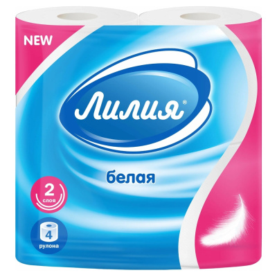 Бумага туалетная Лилия, Комфорт, 2 слоя, 4 рулона купить в отделе магазина Экономстрой