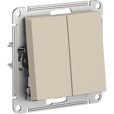 Выключатель 2-клавишный Systeme Electric AtlasDesign, песочный (ATN001251)