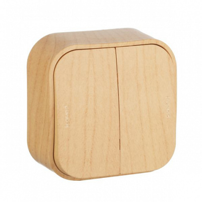 Выключатель 2-х клавишный, 10A дерево QUTEO (782262)