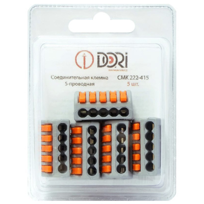Соединительная 5-проводная клемма Dori, СМК 222-415, 5 шт купить в отделе магазина Экономстрой